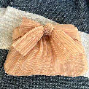 Loeffler Randall mini pleated Bow beaty clutch NWT